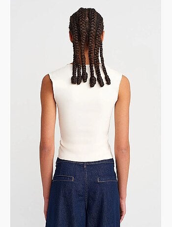 Blouse crop ajustée sans manches à col carré dilvin