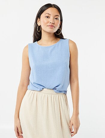 Blouse crop en lin mélangé