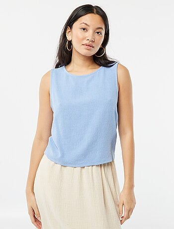 Blouse crop en lin mélangé