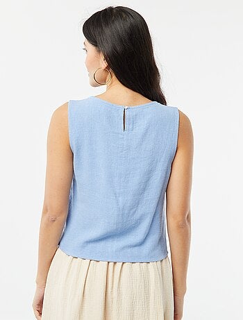 Blouse crop en lin mélangé