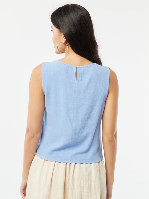 Blouse crop en lin mélangé - Kiabi