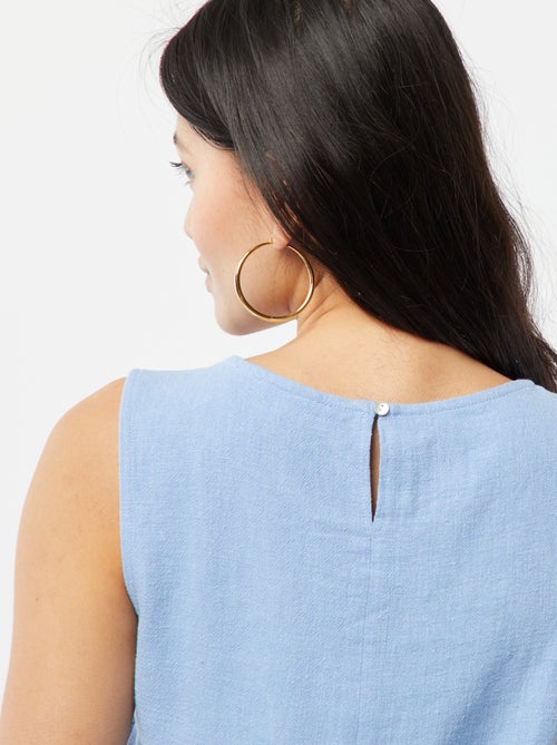 Blouse crop en lin mélangé - Kiabi