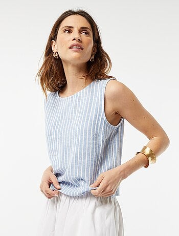 Blouse crop en lin mélangé