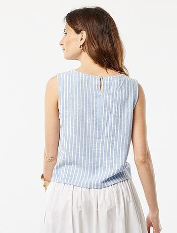 Blouse crop en lin mélangé