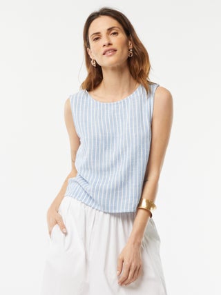 Blouse crop en lin mélangé