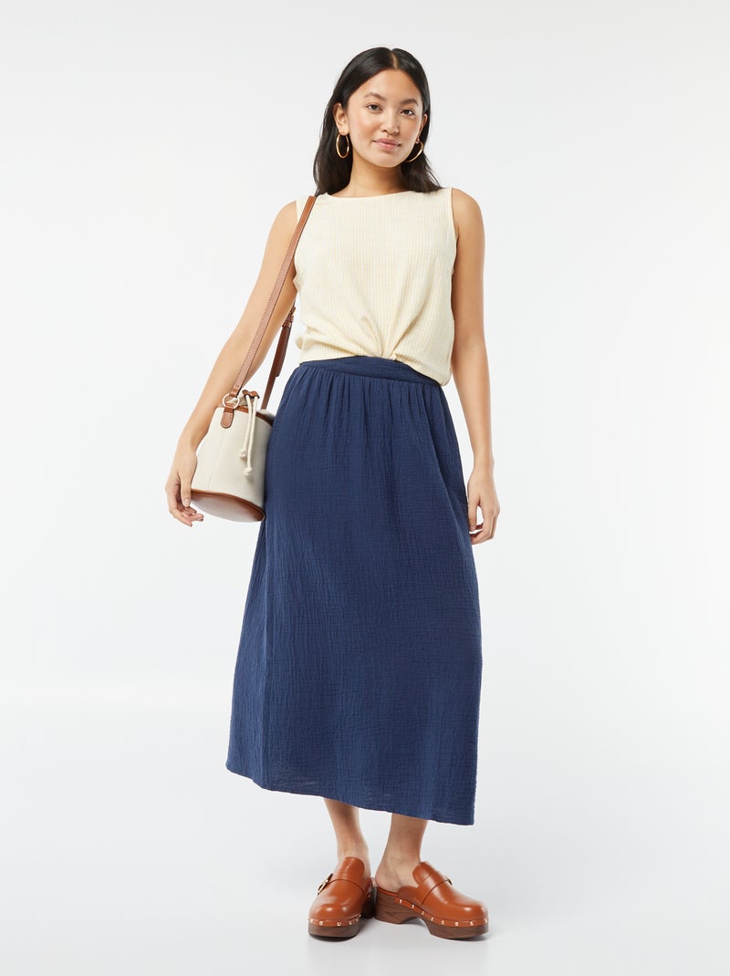Blouse crop en lin mélangé JAUNE - Kiabi