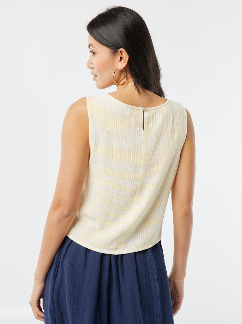 Blouse crop en lin mélangé JAUNE - Kiabi