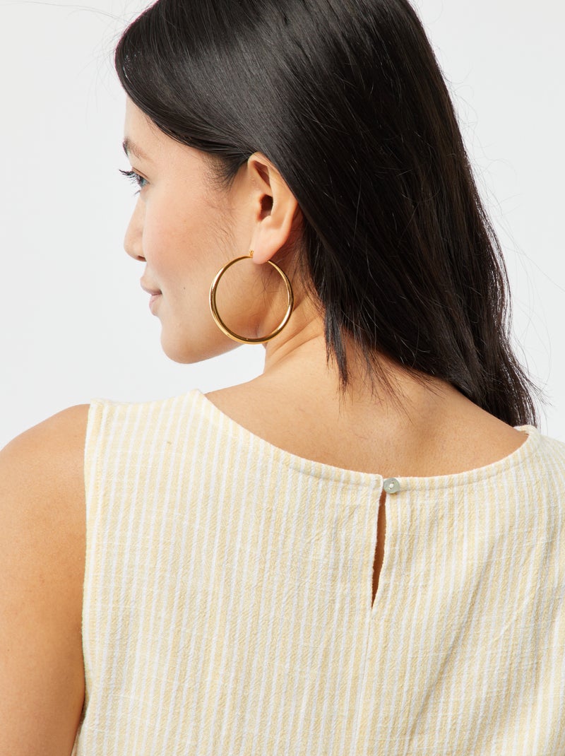 Blouse crop en lin mélangé JAUNE - Kiabi