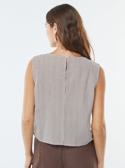 Blouse crop en lin mélangé sans manches - Kiabi