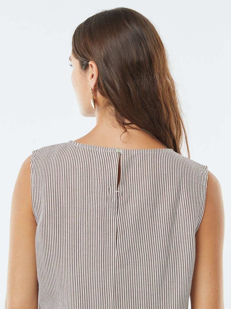 Blouse crop en lin mélangé sans manches Beige - Kiabi