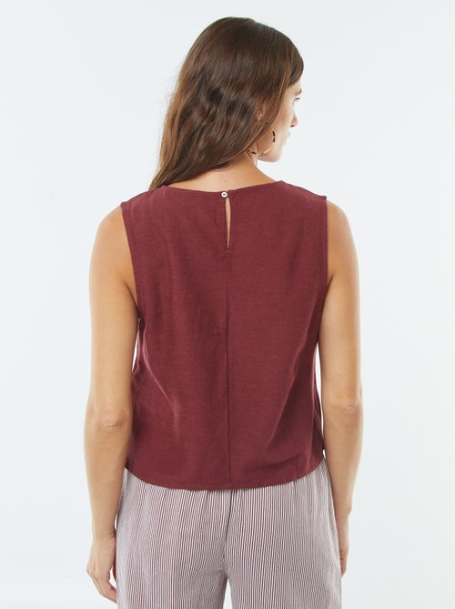Blouse crop en lin mélangé sans manches - Kiabi