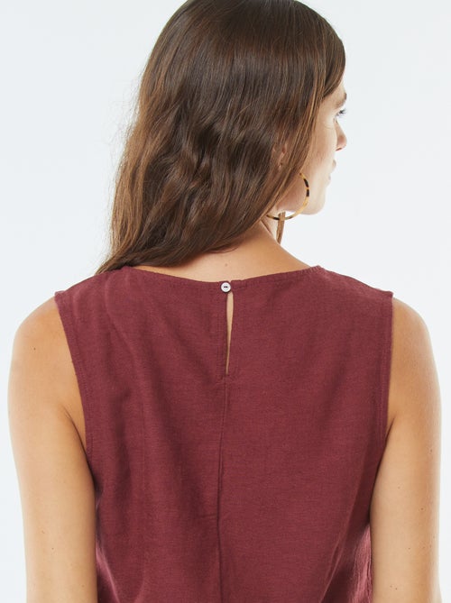 Blouse crop en lin mélangé sans manches - Kiabi