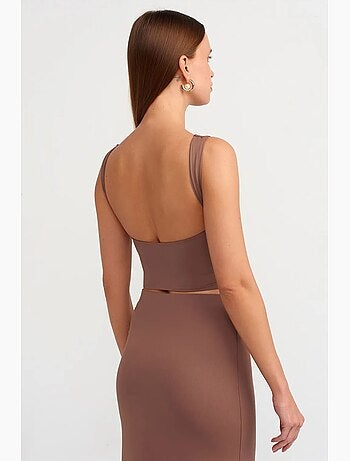 Blouse crop sans manches à découpe pour femme dilvin