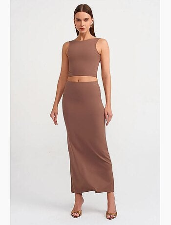 Blouse crop sans manches à découpe pour femme dilvin
