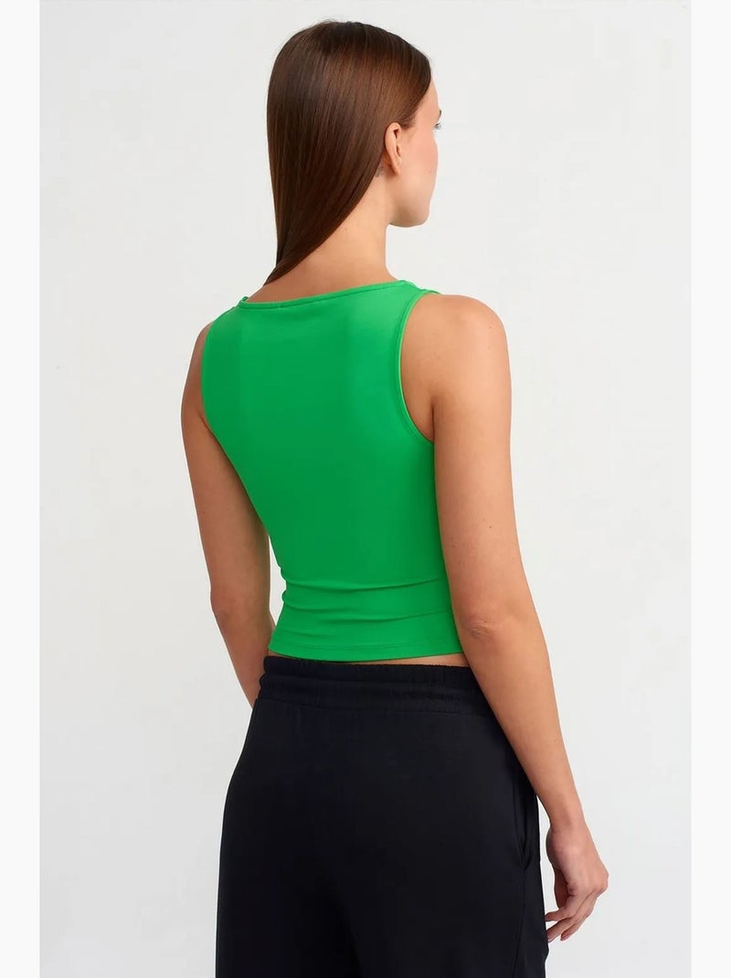 Blouse crop sans manches à encolure bateau dilvin Vert tilleul - Kiabi