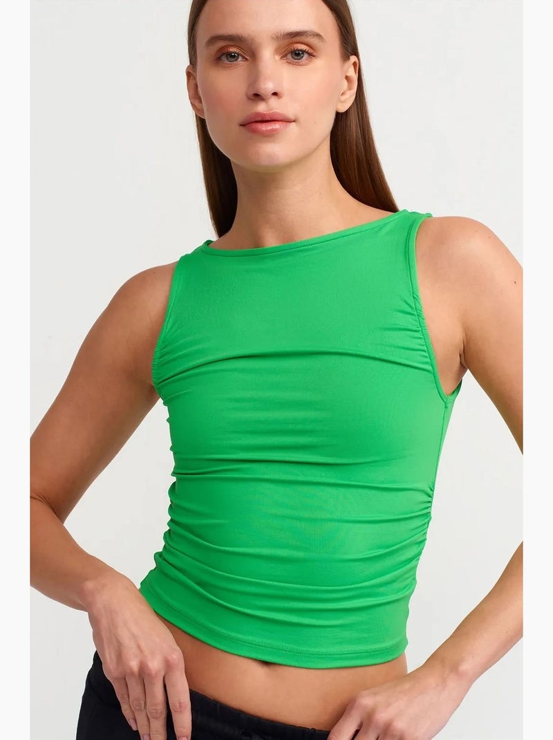 Blouse crop sans manches à encolure bateau dilvin Vert tilleul - Kiabi