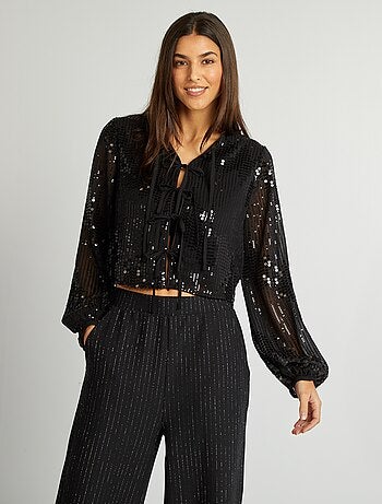 Blouse crop top en sequins