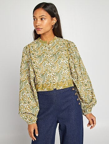 Blouse cropped imprimé ornementé