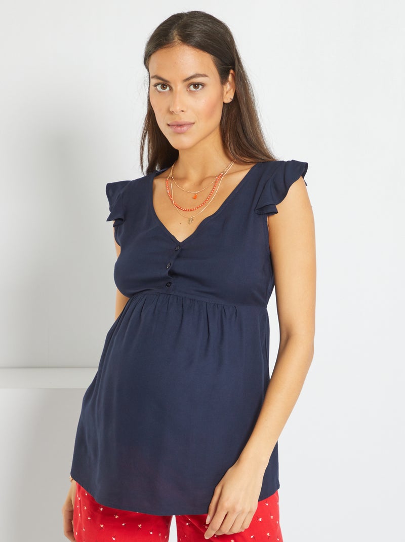 Blouse d'allaitement sans manches bleu marine - Kiabi