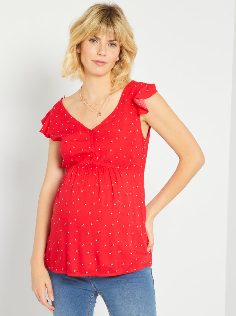 Blouse d'allaitement sans manches Rouge - Kiabi