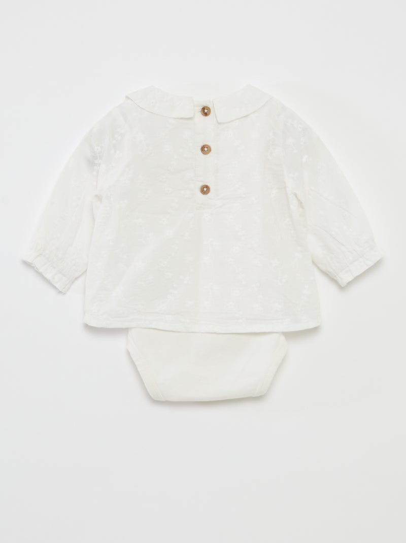 Blouse de cérémonie avec body intégré BLANC - Kiabi