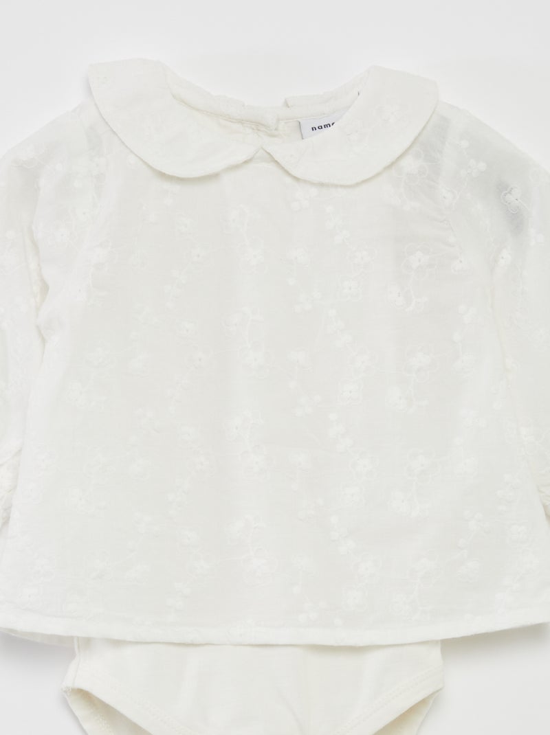Blouse de cérémonie avec body intégré BLANC - Kiabi