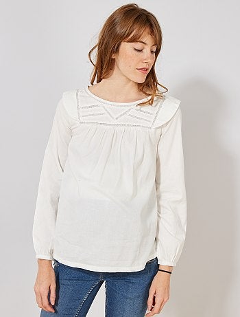 Blouse de grossesse ajourée en coton - Kiabi