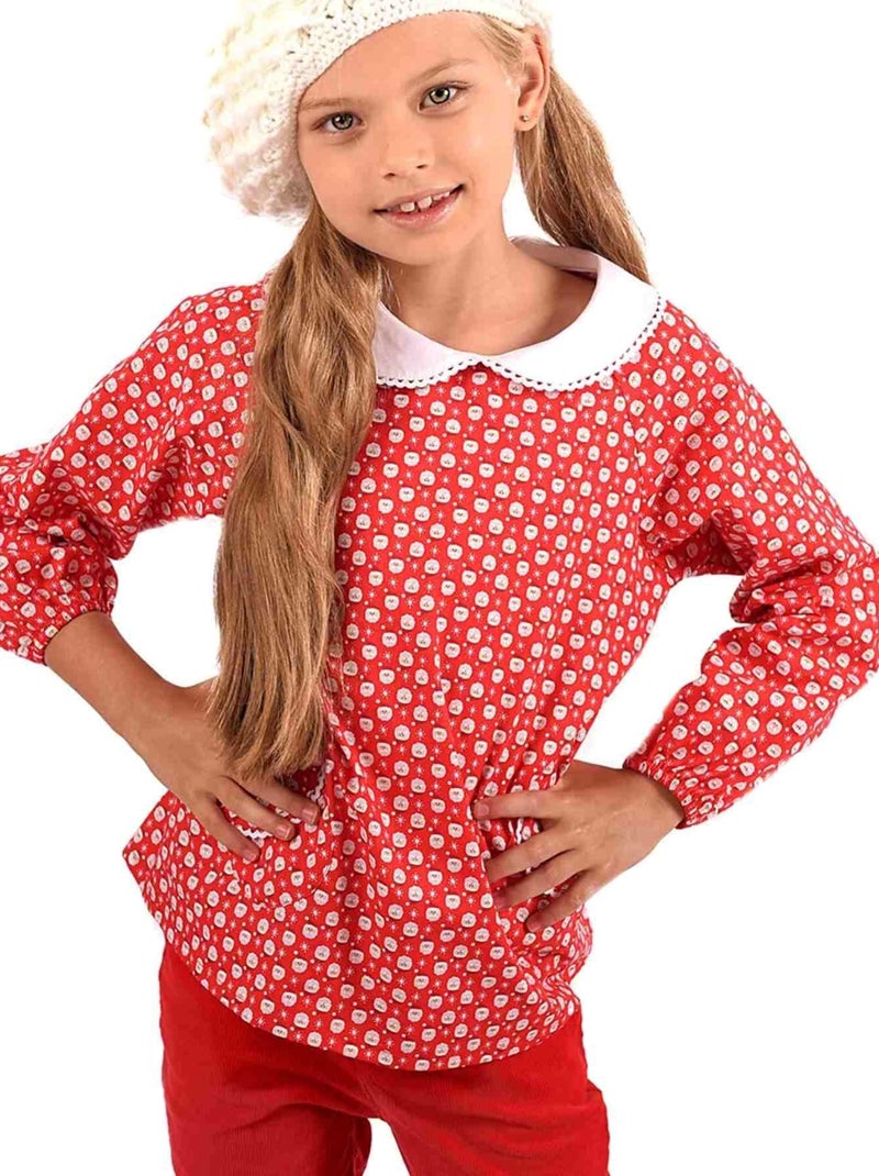 Blouse de Noël  à Col CLAUDINE - La Faute à Voltaire Rouge - Kiabi