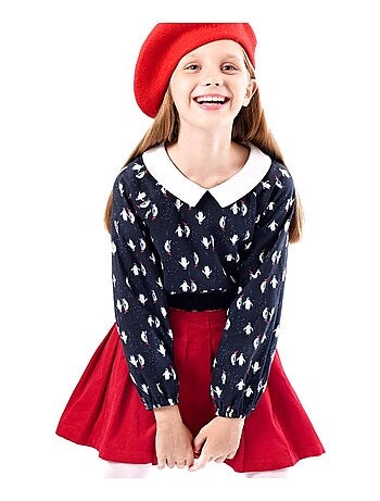 Blouse de Noël pour Imprimé Fantaisie Pingouin col CLAUDINE - La Faute à Voltaire