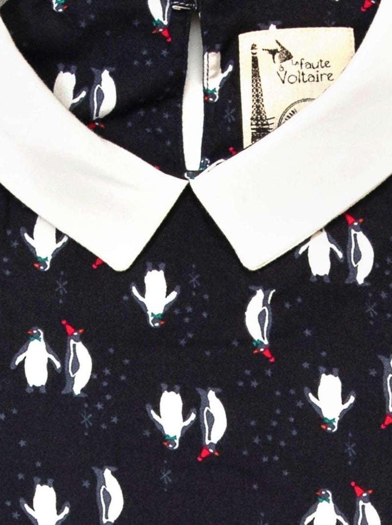 Blouse de Noël pour   Imprimé Fantaisie Pingouin  col CLAUDINE - La Faute à Voltaire Rouge - Kiabi