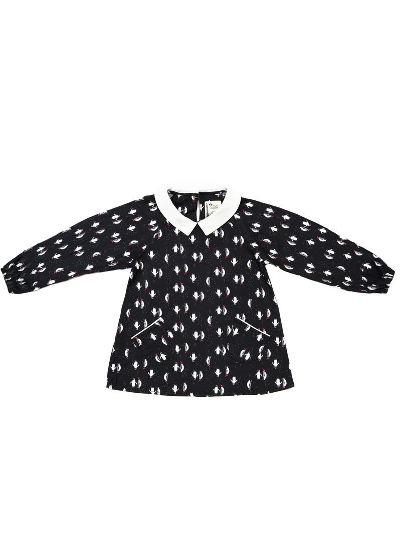 Blouse de Noël pour   Imprimé Fantaisie Pingouin  col CLAUDINE - La Faute à Voltaire Rouge - Kiabi