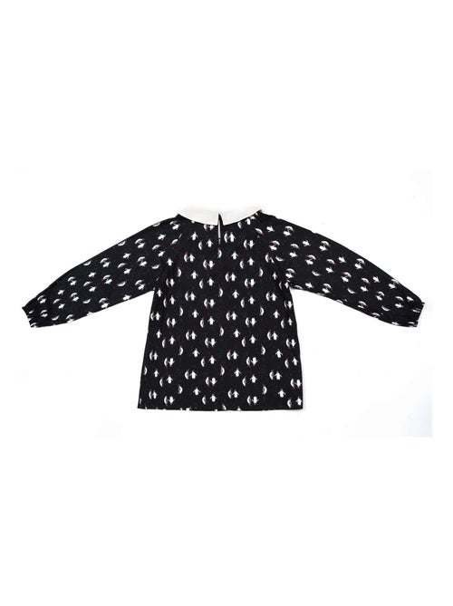 Blouse de Noël pour   Imprimé Fantaisie Pingouin  col CLAUDINE - La Faute à Voltaire - Kiabi