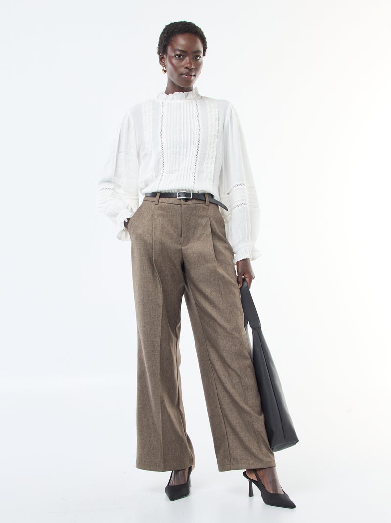 Blouse détails en dentelle et col victorien Blanc - Kiabi