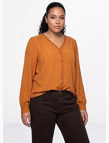 Blouse détails plissés et en macramé - afibel
