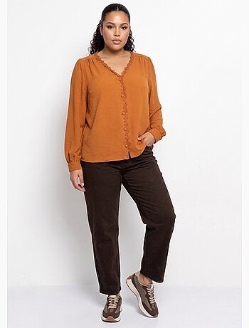 Blouse détails plissés et en macramé - afibel