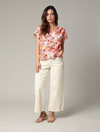 Blouse DIALA en viscose, coupe droite avec imprimé tropical 'Deeluxe'