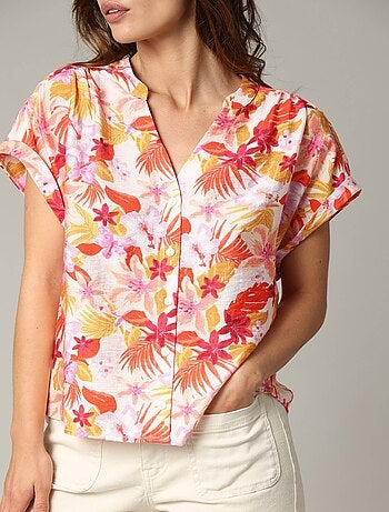 Blouse DIALA en viscose, coupe droite avec imprimé tropical 'Deeluxe'