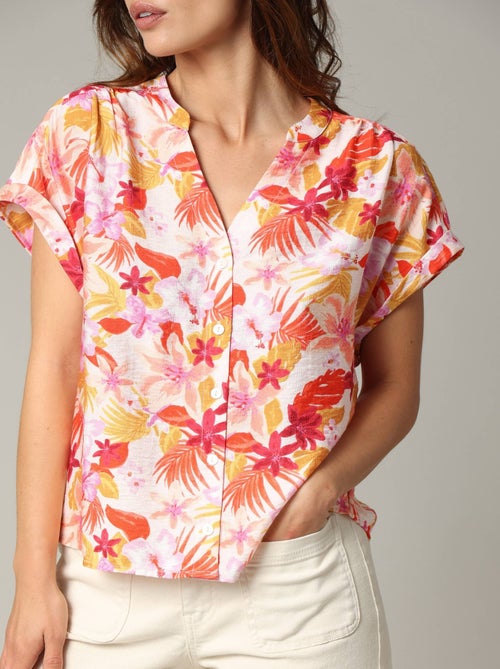 Blouse DIALA en viscose, coupe droite avec imprimé tropical 'Deeluxe' - Kiabi
