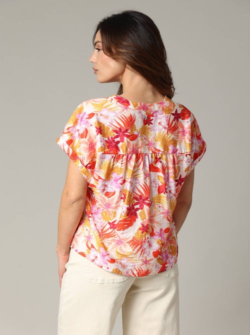 Blouse DIALA en viscose, coupe droite avec imprimé tropical 'Deeluxe' - Kiabi
