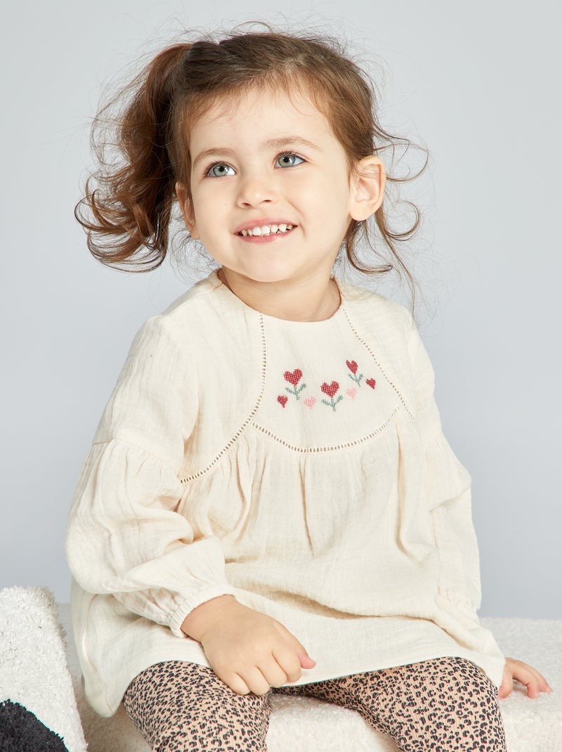 Blouse double gaze de coton Blanc - Kiabi