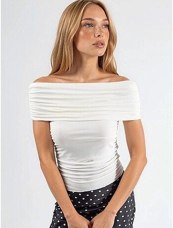 Blouse drapée à épaules dénudées busem