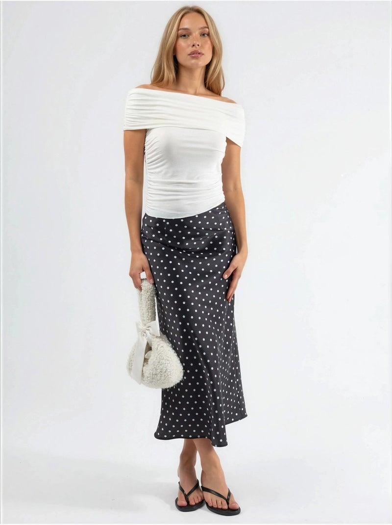 Blouse drapée à épaules dénudées busem Blanc - Kiabi