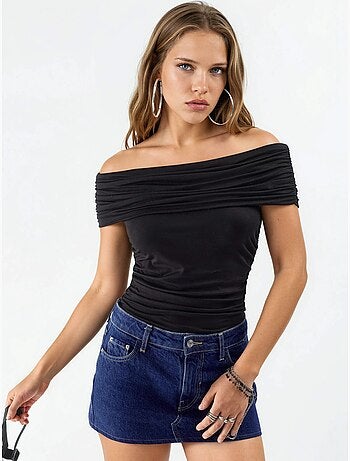 Blouse drapée à épaules dénudées busem