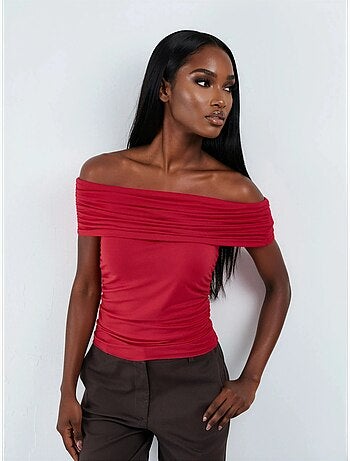 Blouse drapée à épaules dénudées busem