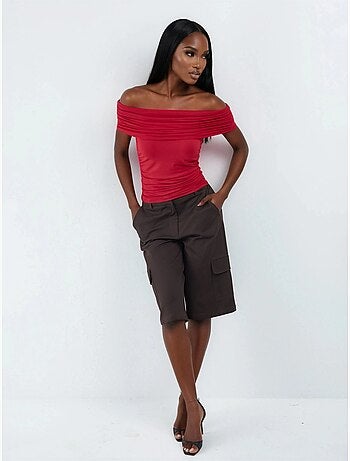 Blouse drapée à épaules dénudées busem
