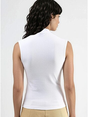 Blouse drapée sans manches avec col en v busem