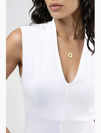 Blouse drapée sans manches avec col en v busem