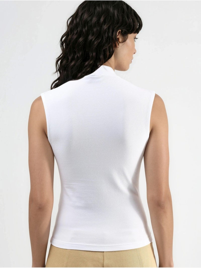 Blouse drapée sans manches avec col en v busem Blanc - Kiabi