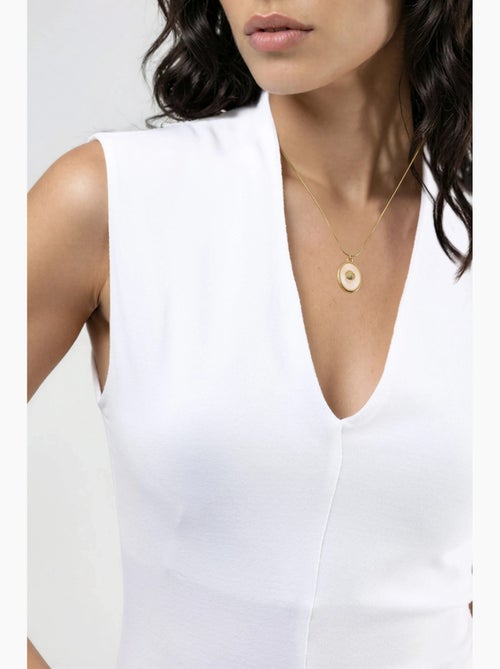 Blouse drapée sans manches avec col en v busem - Kiabi Blouse drapée sans manches avec col en v busem - Kiabi