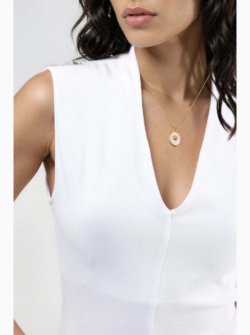Blouse drapée sans manches avec col en v busem Blanc - Kiabi